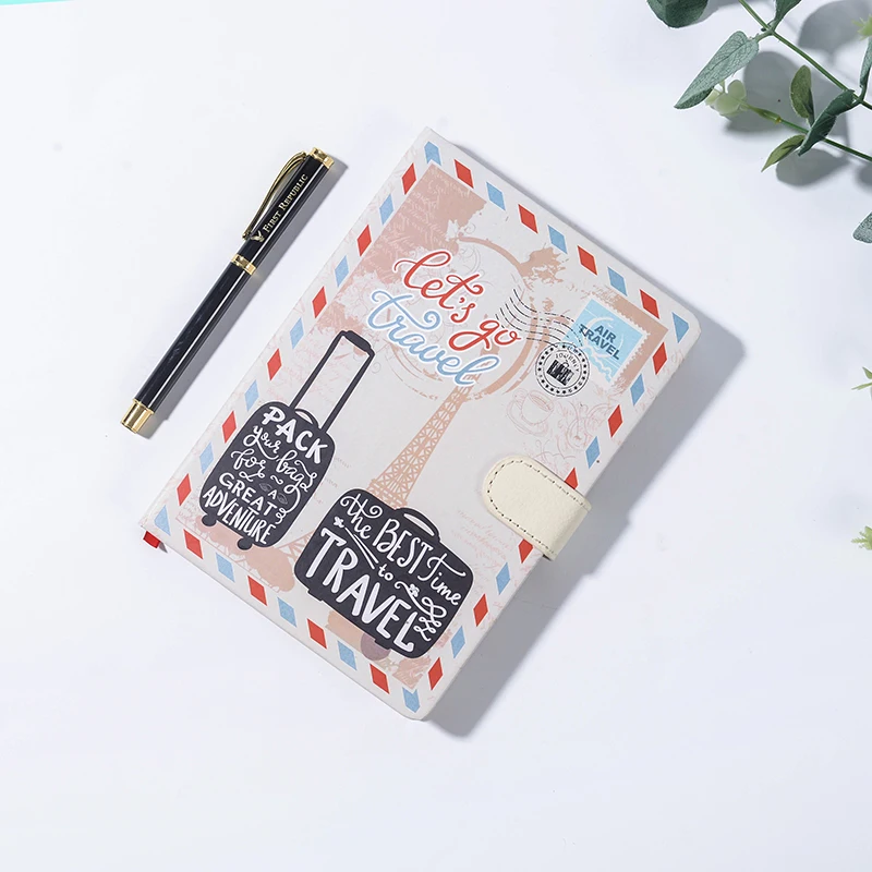 
PU Leather Cover 2021 Fashion Design Diary Notebook Leatherette Journal Magnetic Buckle Closure Planner 