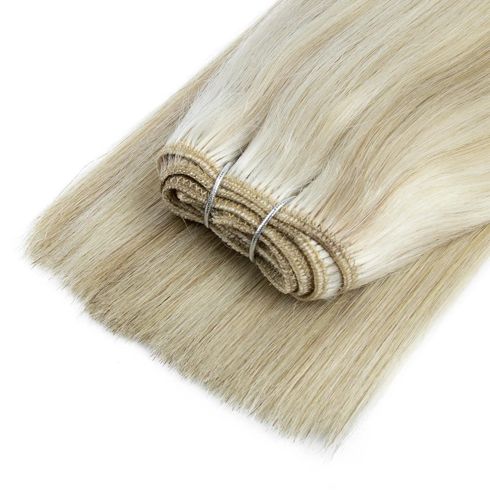 One Donor Machine Double Drawn 100% Human Russian Virgin Bone Straight Piano Color 613 Blonde Human Hair Weft