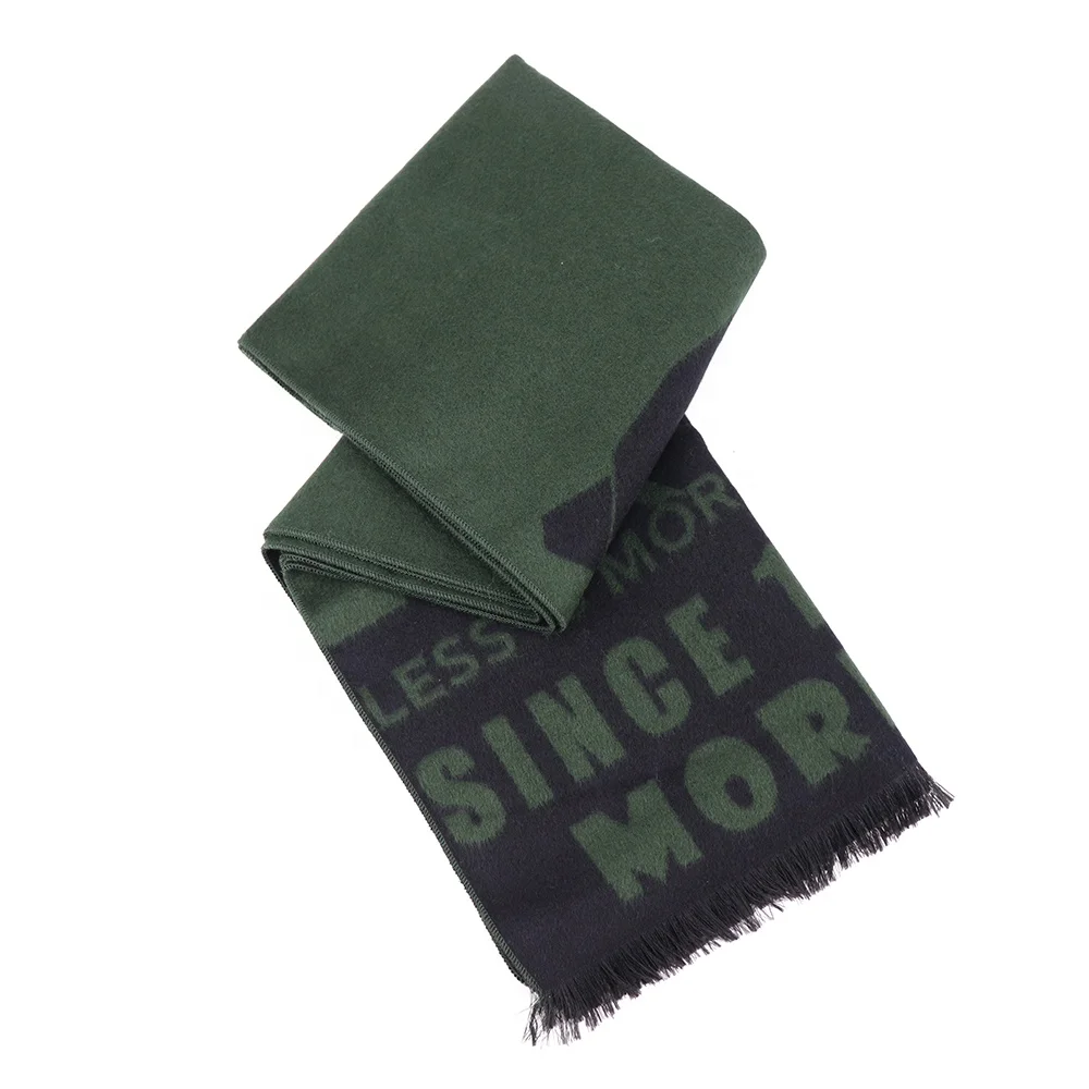 Модные Тканые зимние зеленые мужские вискозные шарфы с начесом с рисунком оленя дизайнерский полиэстеровый шарф