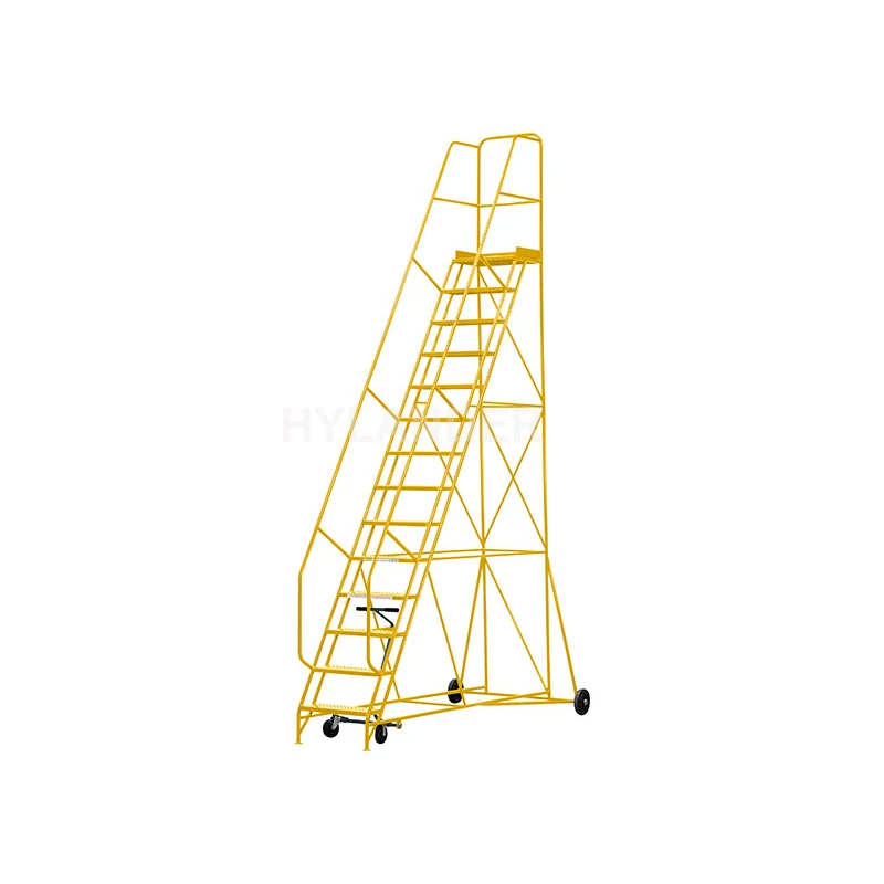 Customizable warehouse large step ladder 14 steps movable warehouse stairs sturdy rolling ladder
