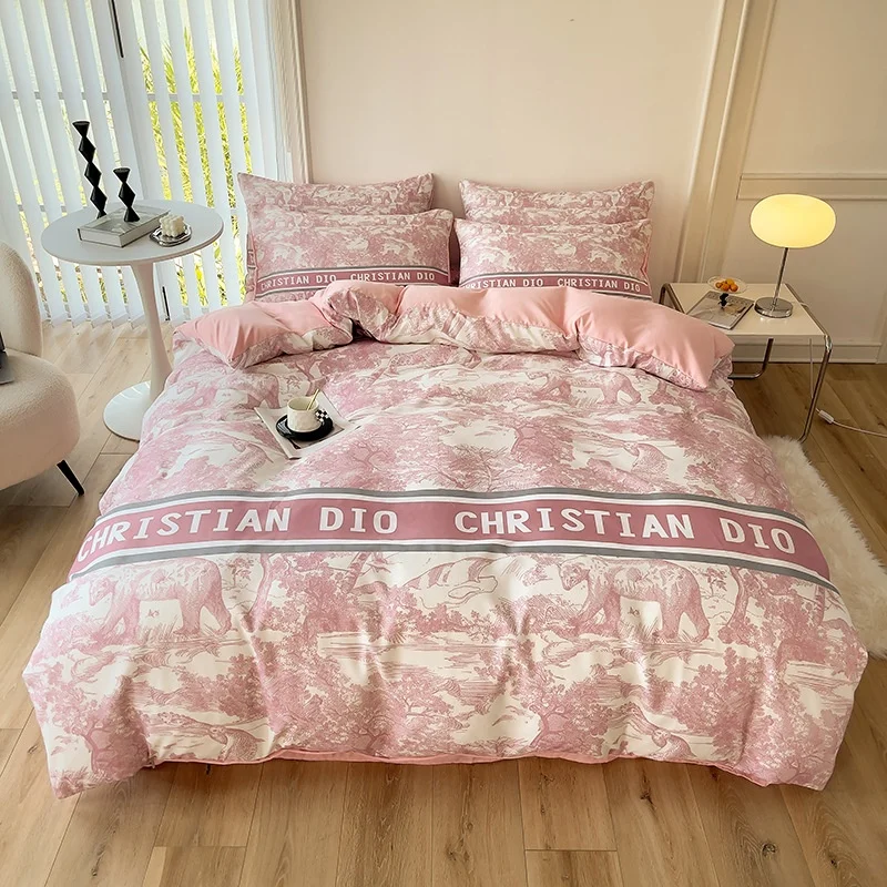 Microfiber Silk 4-In-1 Bedding Set Fashion Design-I Duvet Cover Bed Sheet Bedding Set