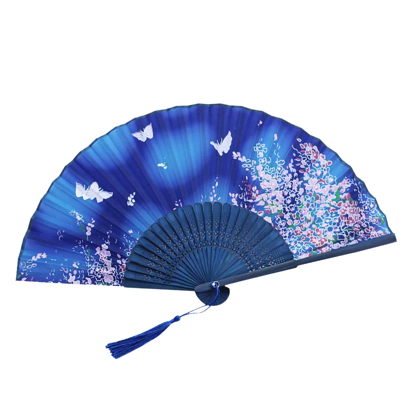 Custom High Quality Printed Silk Logo Folding Personalized Black Bamboo Hand Held Fan For Printed Fans