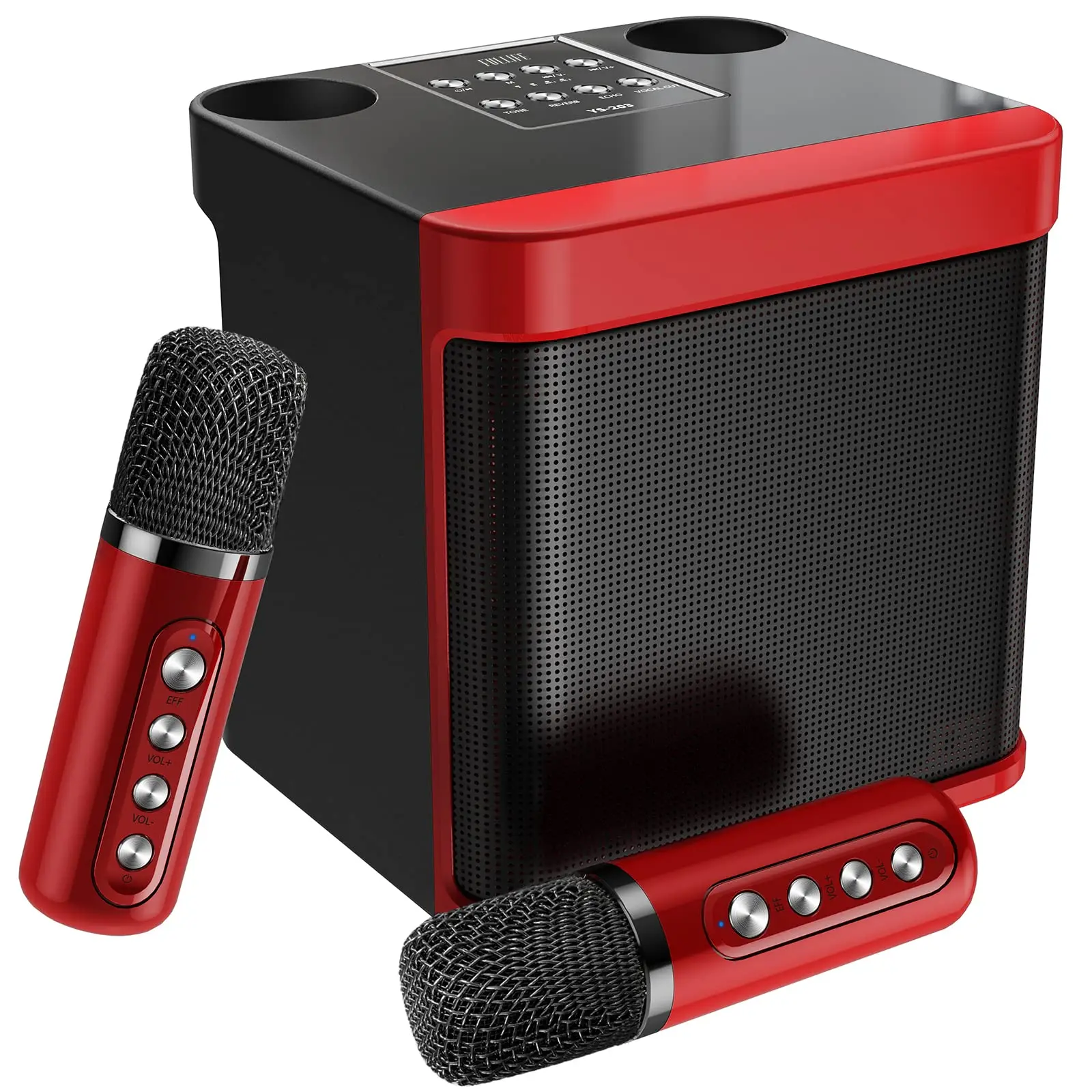 Portable Bluetooth Karaoke Speaker for TV, with 2 Wireless Microphones PA Speaker System for Indoor Outdoor Party, Family Party