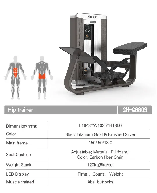 SHUA SH-G8809 Hip abs trainer Shua fitness gym strength equipment machine SHUA 88 Series supplier and manufacturer