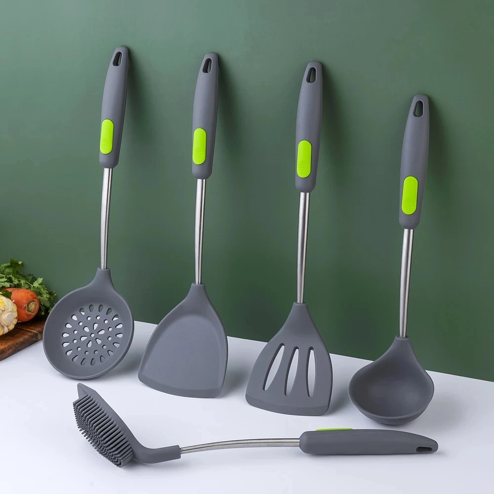 hot sale 5pcs  stainless steel handle silicone kitchen tools utensils and kitchen accessories