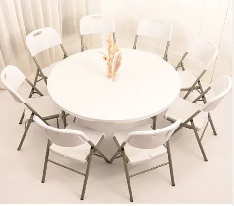 High Quality Wholesale New Design Round Foldable Folding Picnic Table Outdoor white Portable Folding Table
