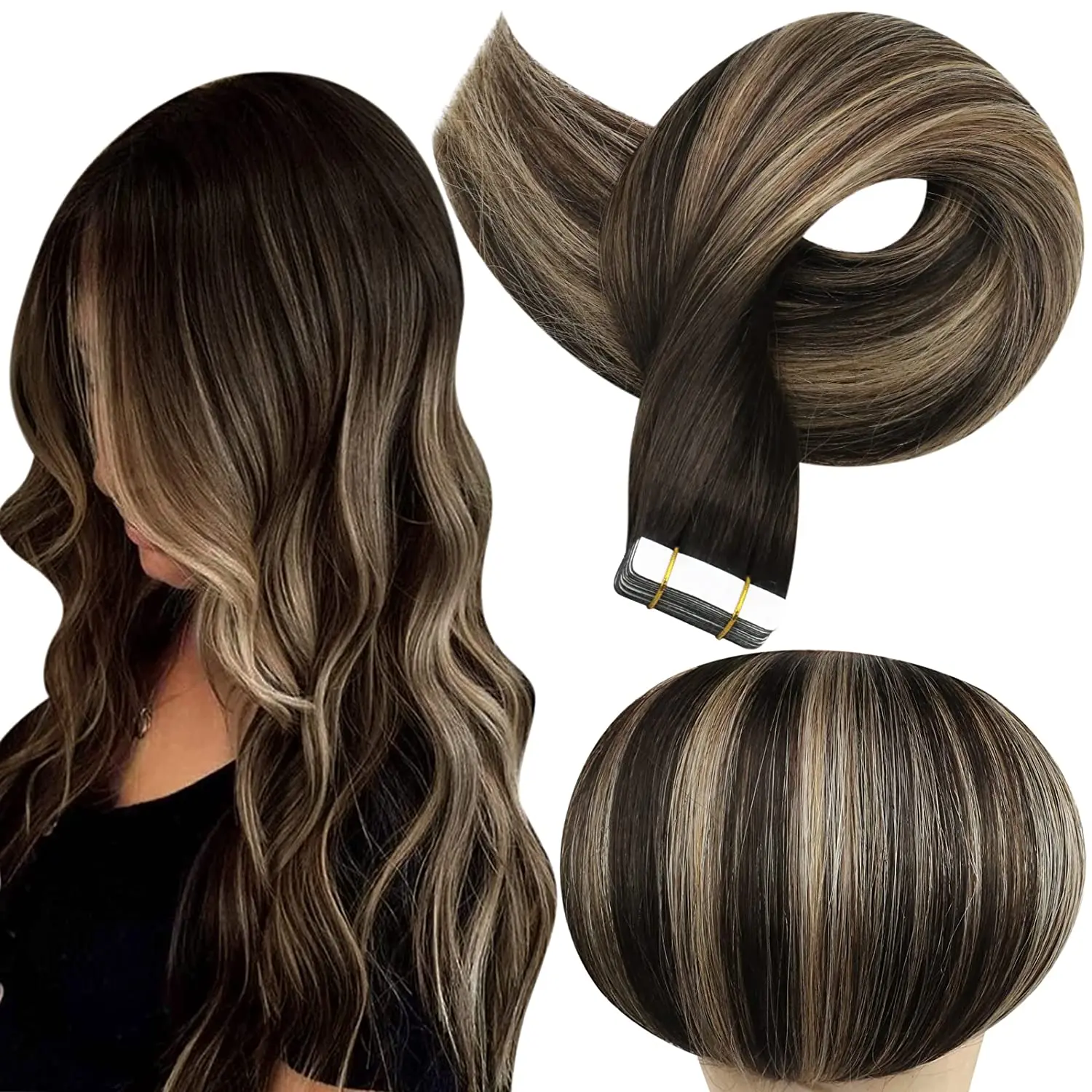 Double Drawn Thick End Tape In Extensions Long Hair Extension Human Hair Raw Brazilian Regular Tape Extensions Curly Hair