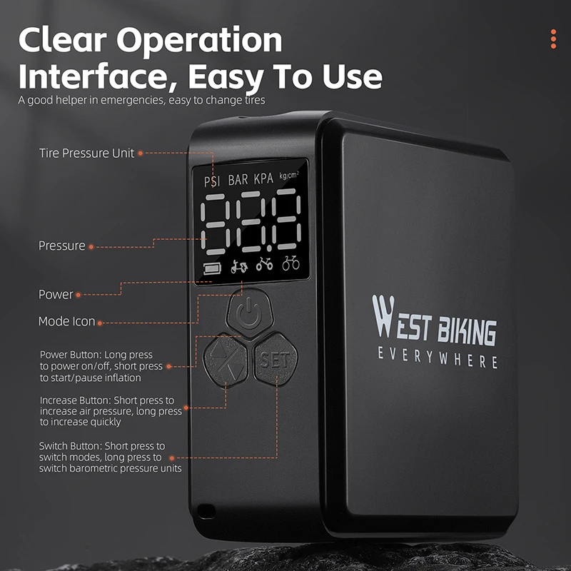 Западный велосипедный насос оригинальный заводской перезаряжаемый воздушный аксессуары для велосипеда мини портативный электрический высокого давления