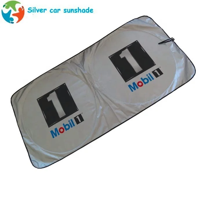 Double circle pop-up advertising custom silver polyester car sunshade