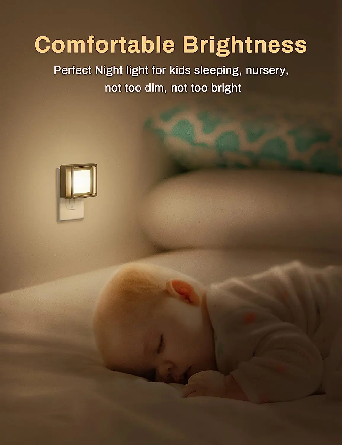 LOHAS 2024 Square Shape Warm White Light Sensor Night Light US EU UK Plug in Wall Led Mini Night Lamp for Bedroom Living Room