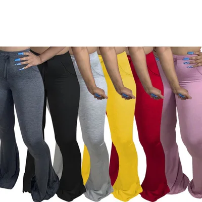 Cargo Pant Stretchy Flared Basic Bell Bottom Harem Pants New Pant  Long Flare  Women Legging Drawstring Pocket