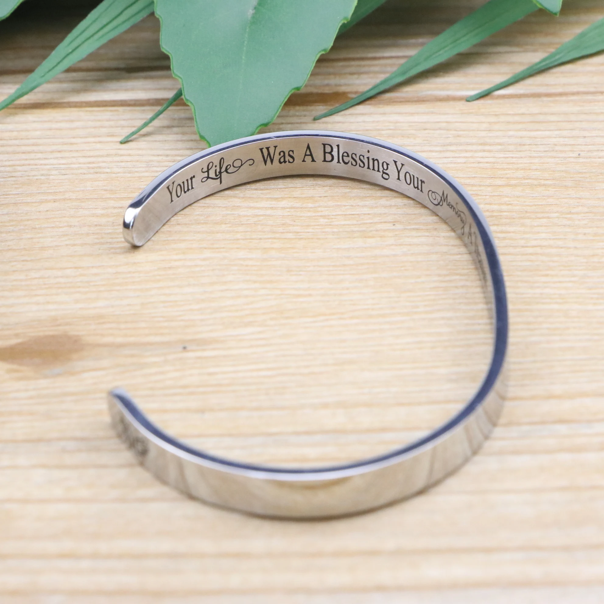 Joycuff Custom Engraved Logo Silver Plated Butterfly Charm Cuff  Bracelets Bangle Women 316L Stainless Steel Jewelry