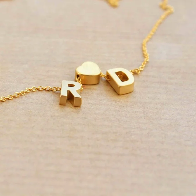 MECYLIFE Couples Heart Initial Necklace Two Letter Silver Monogram Gold Letter Jewelry Dainty Necklaces