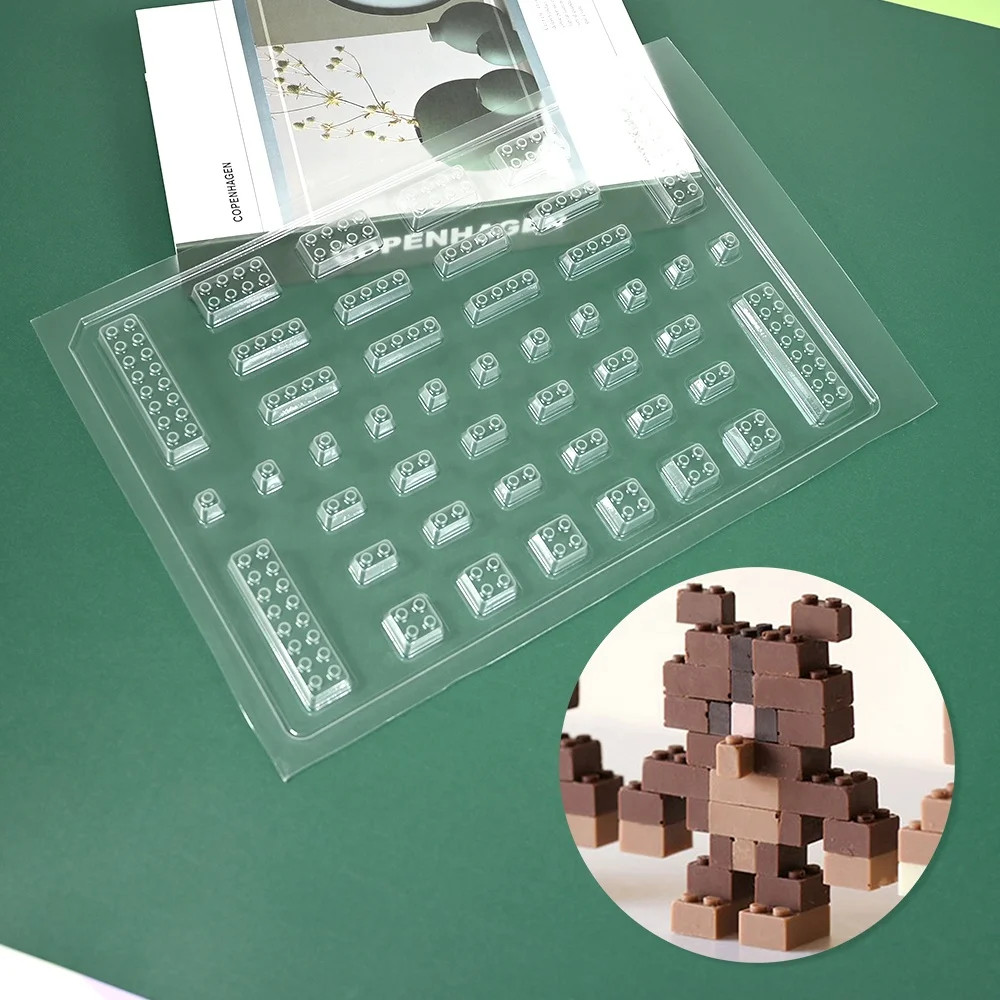XJH 3D Legos Shaped Hard Baking Pastry Cake Decorating Moulds Legos Shapes Plastic Chocolate Mold