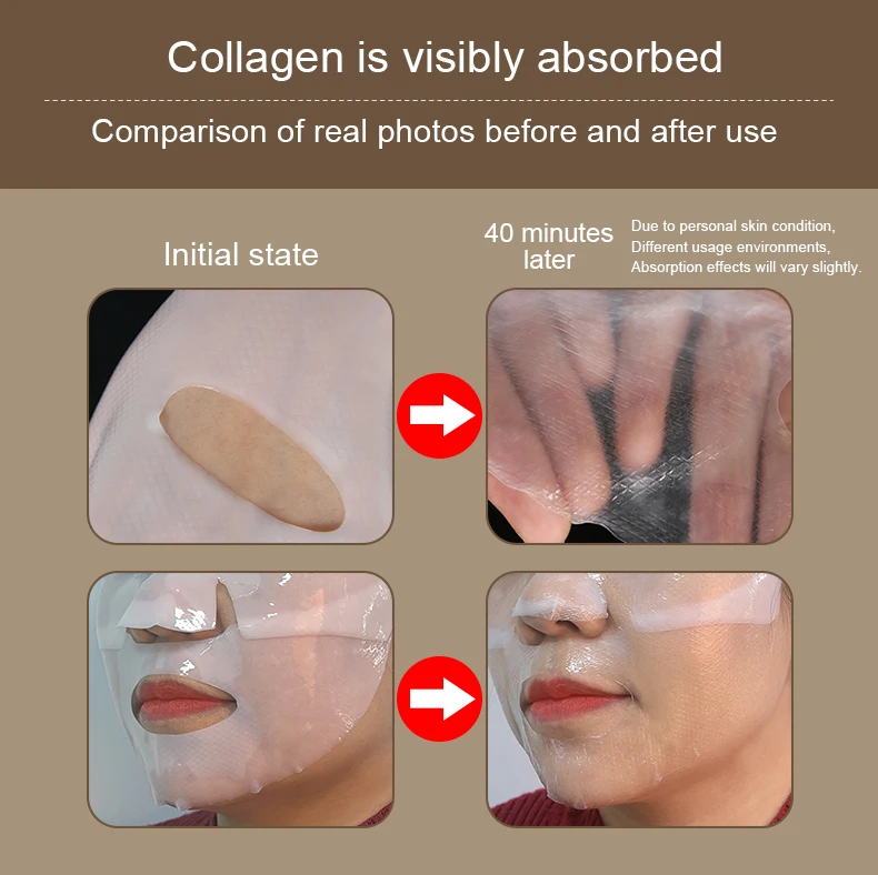 Absorbable Collagen Facial Mask Beauty Whitening Anti Aging Hydrogel Sheet Brightening Mask