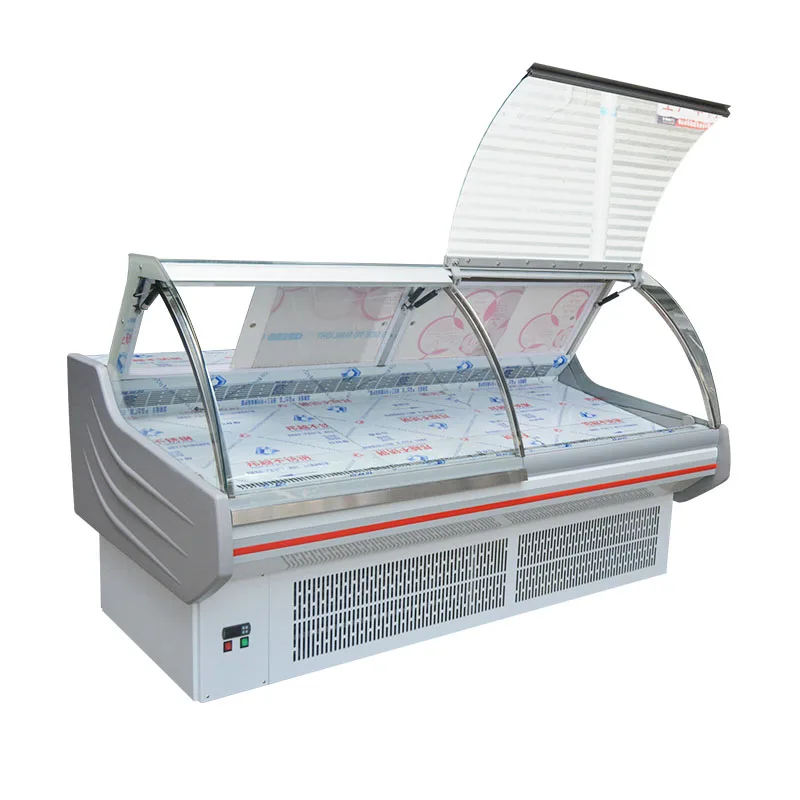 1.5 meter modern cabinet food meat chiller curved glass display
