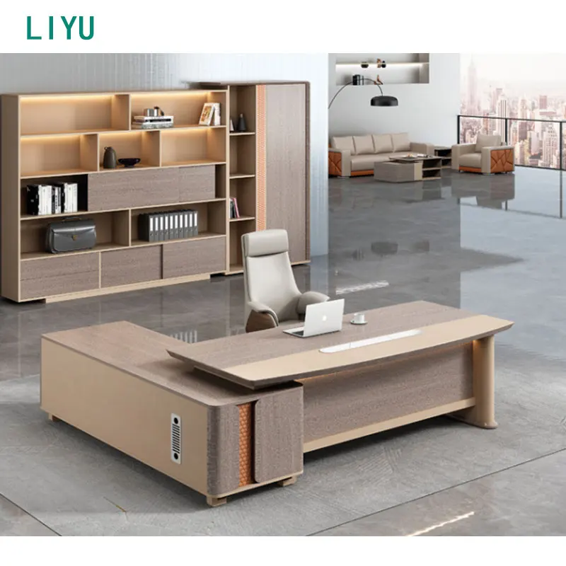 Liyu 2024 new Modern furniture manager table workstation desks Luxury Wooden Executive Office Desk