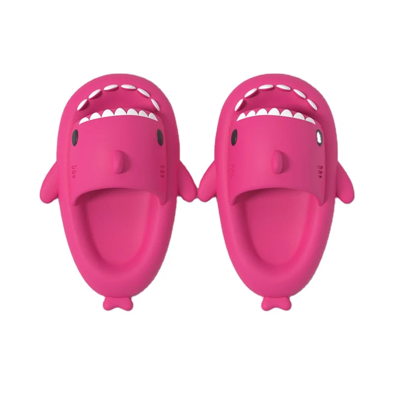 Cartoon Shark Soft Thick Bottom Slippers For Women And Men Couple Non-slip Home Bathroom Slides Outdoor Flip Flops