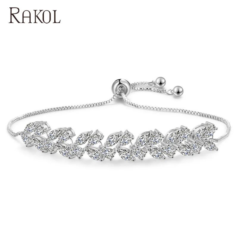 RAKOL BP2160 New Design irregular Adjustable Bracelet AAA Zircon Gold Plated Bracelet For Women