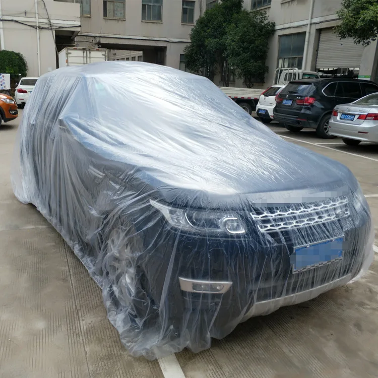 
High quality Disposable Plastic car cover PE Transparent Disposable Dustproof Water-Proof protective car covers 