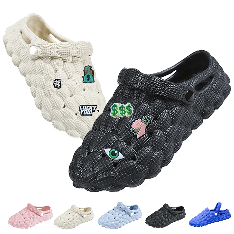 2023 TikTok модные оптовые пользовательские массажные пушистые плюшевые тапочки из ЭВА со стразами для детей женщин зимние блестящие Пузырьковые слайды с мехом