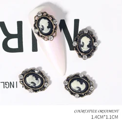 Retro Gothic Baroque Nail Jewelry Human Avatar Nail Art Rhinestone Decoration DIY Nail Art Jewelry