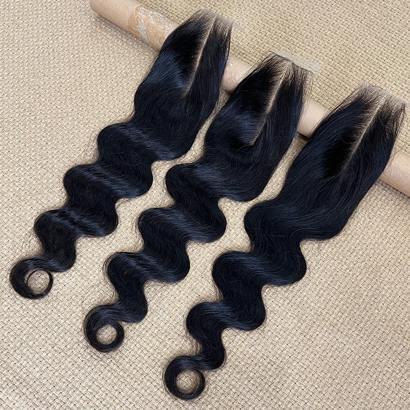 Dropshipping HD Swiss Lace Natural Raw Unprocessed Indian Human Hair 2x6 Body Wave HD Lace Closure