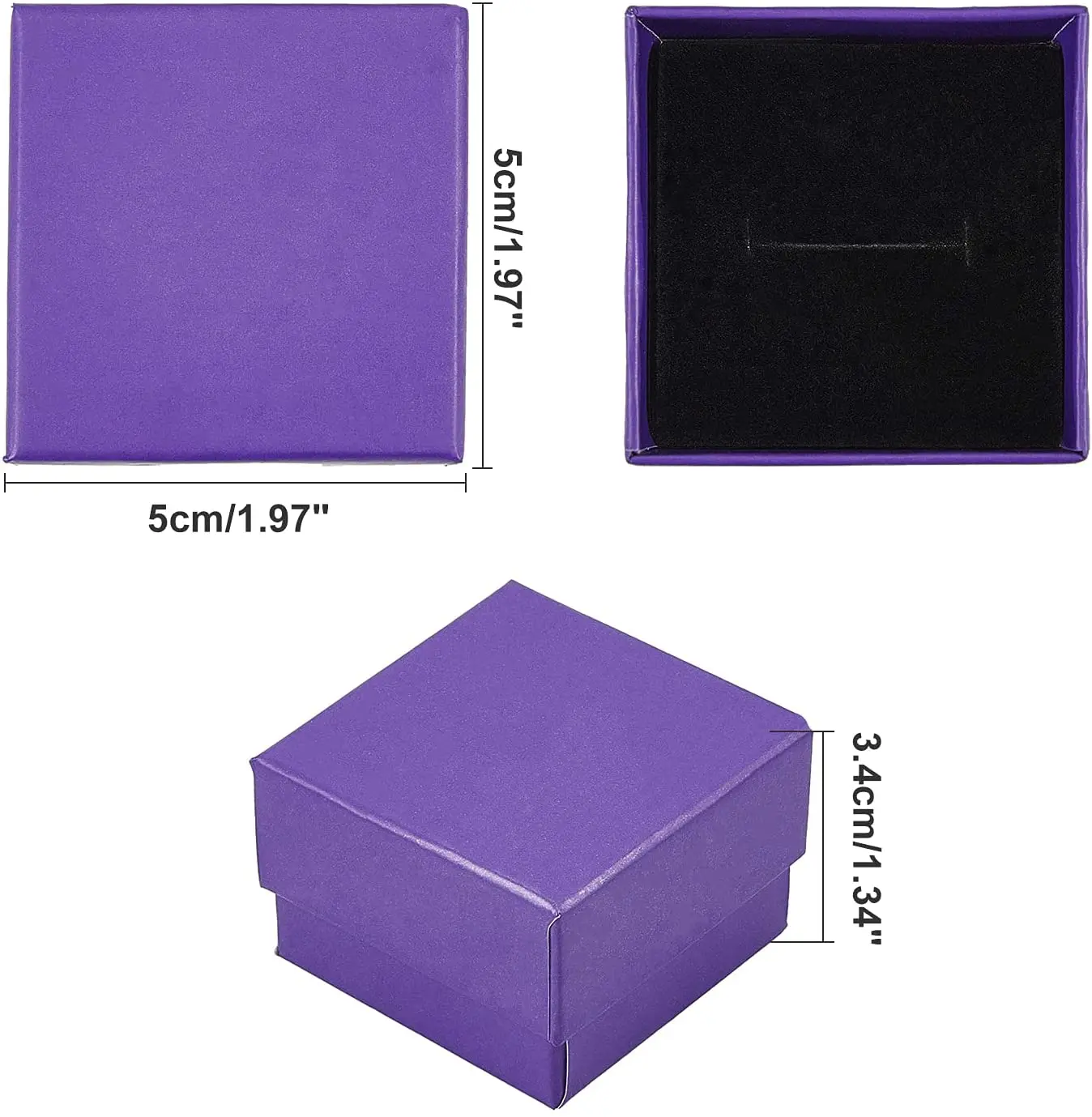 Purple Cardboard Paper Jewelry Box Small Gift Packaging Box With Paper Divider