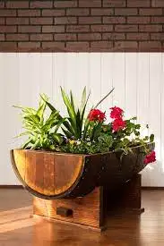 Sonoma Half Barrel Planter Wood Barrel Planter Garden Box Planter Pressure Treated Wooden Flower Barrels
