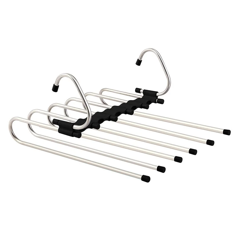2024 new 6 in 1 stainless steel telescopic closet hanger pants rack pull out for wardrobe