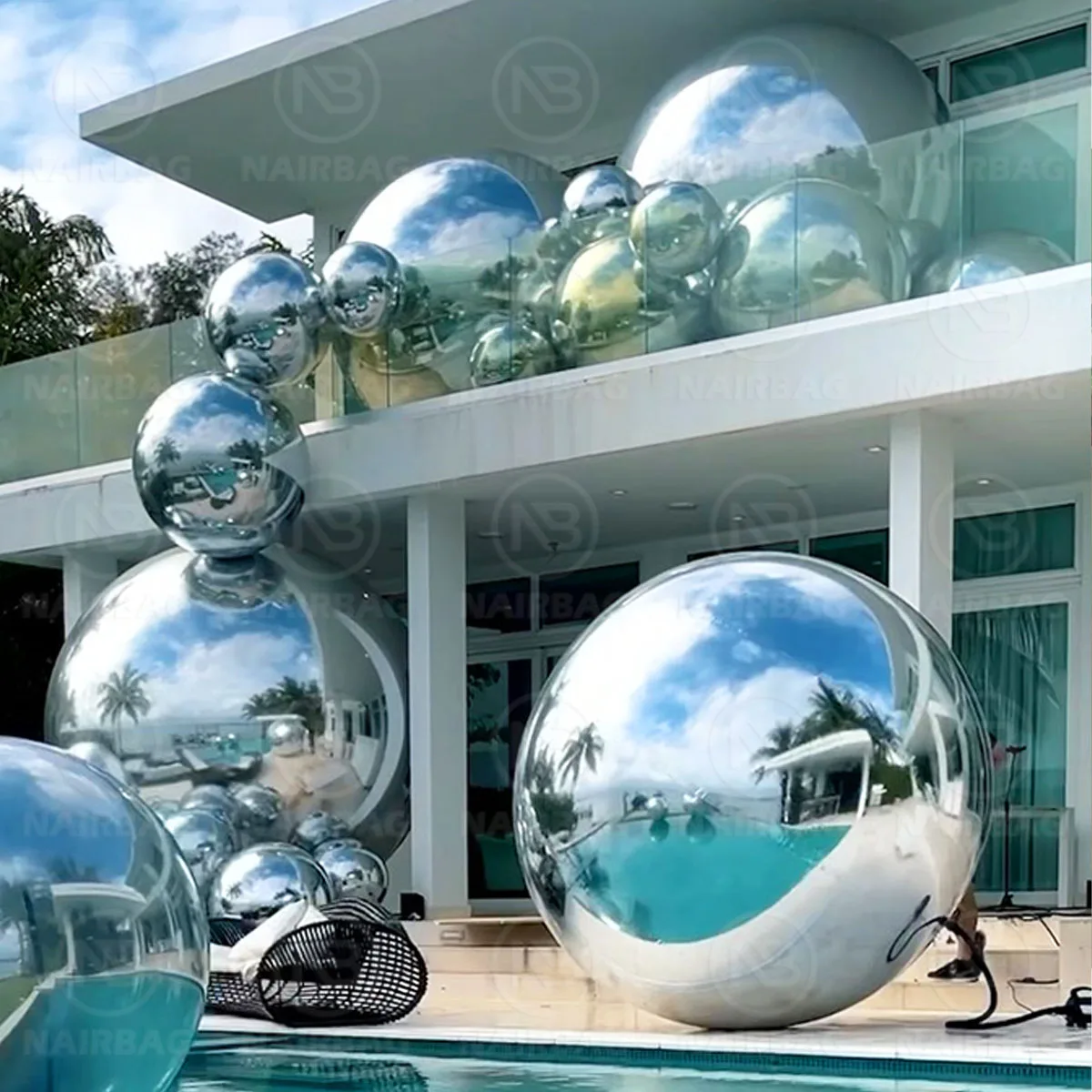 Silver Inflatable Mirror Balloons Giant Reflective Spheres Party Wedding Event Christmas Decoration Chrome Metallic Mirror Ball