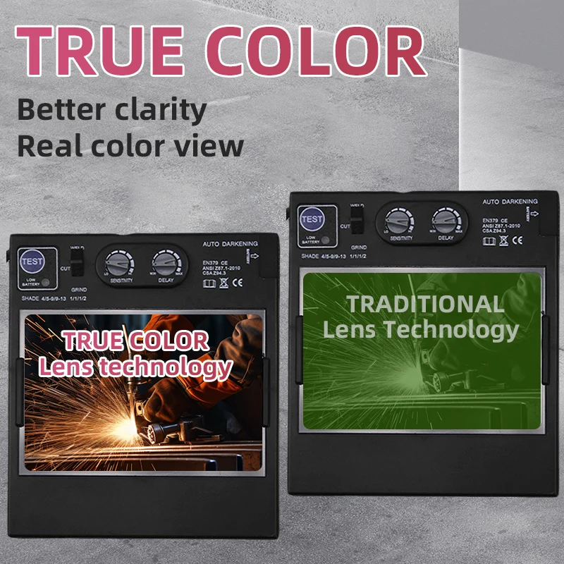 Big 4 Arc Sensor DIN5-DIN13 Solar Auto Darkening TIG MIG MMA Grinding True Color Welding Mask Welder Cap Large Window