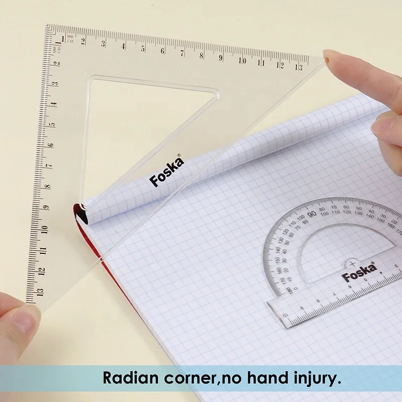 4 Pieces Students Plastic Geometric Ruler Set