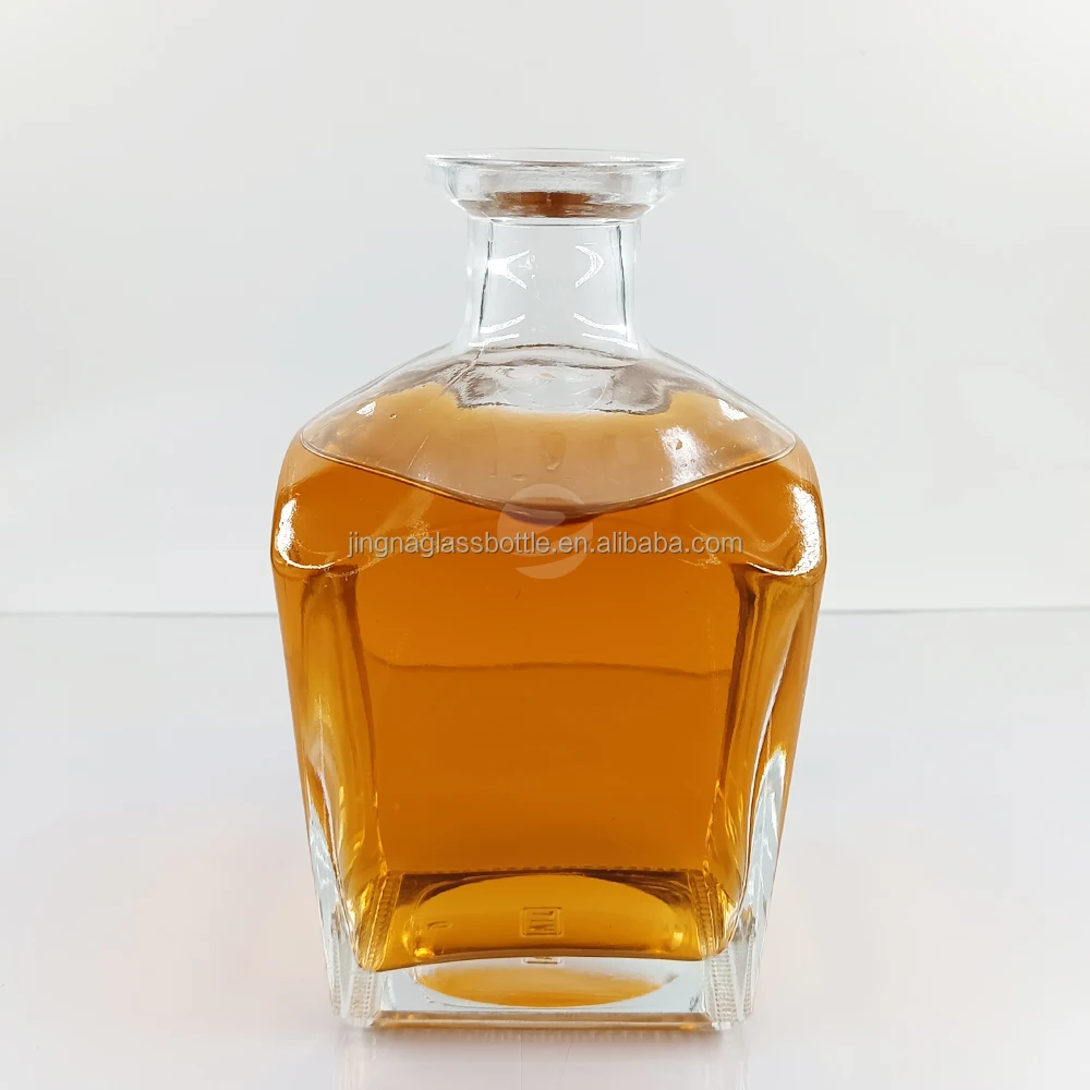 JINGNA Soy Ink Recyclable 750ml cube glass packaging containers wine bottle luxury vodka liquor Whisky glass bottles