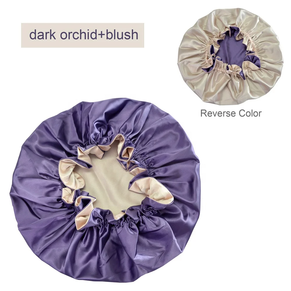 High Quality Hair Bonnets Silky Double Layer Satin Bonnets Silk Satin Hair Caps for Sleeping Reversible Bonnet