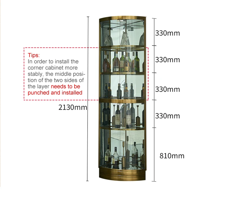 Модель настенного светильника Ggarden для комнаты, Роскошный домашний треугольный шкаф из нержавеющей стали, современный простой угловой винный шкаф для гостиной