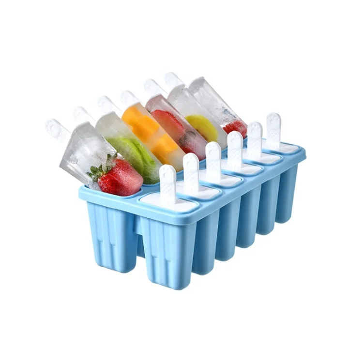 Custom Logo DIY 12 Cavities Silicone Popsicle Molds for Kids Reusable Easy Release Ice Cream Mold