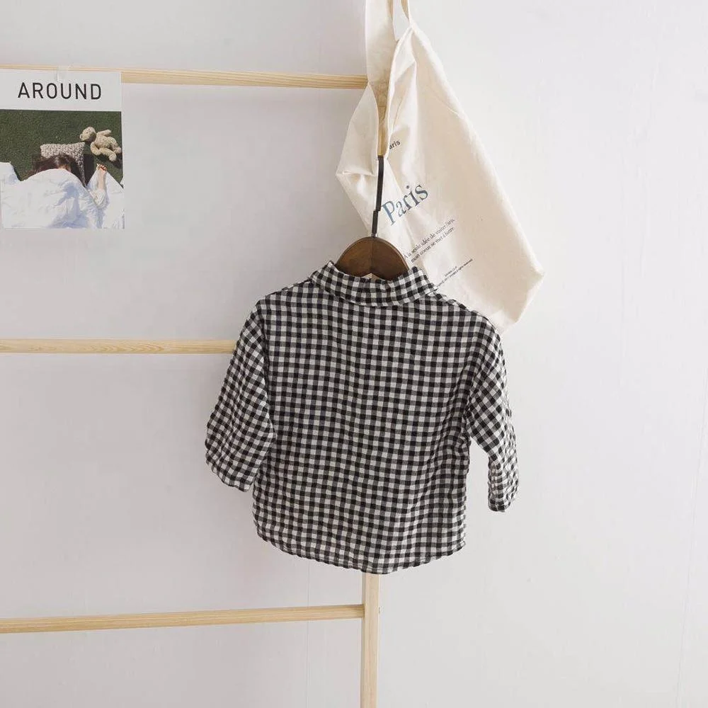 
Children Casual Clothes Kid Boy Girl Checked Linen ShirtTurn Down Collar Linen Blouse 2020 Children Autumn Top 