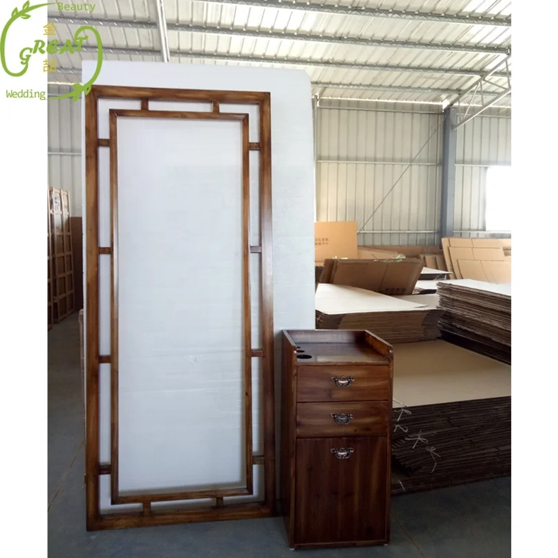 Foshan Great Professional Customized Wooden Mirror Salon Mirror Station Makeup Mirror  For Barber Shop Salon Furniture