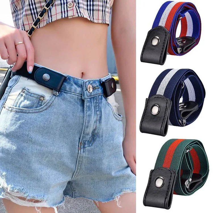 Buckle-less No Buckle Stretch Belt for Women Jean Buckle Free Adjustable Elastic Waist Belt No Bulge No Hassle Invisible Belts