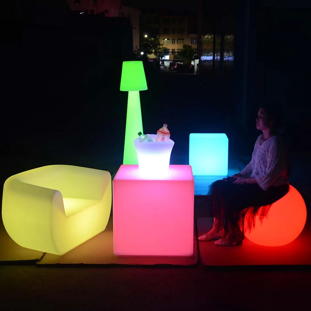 
led tables and bar chairs used/plastic furniture led lighted table/mesas y sillas para bar usadas/outdoor led furniture 