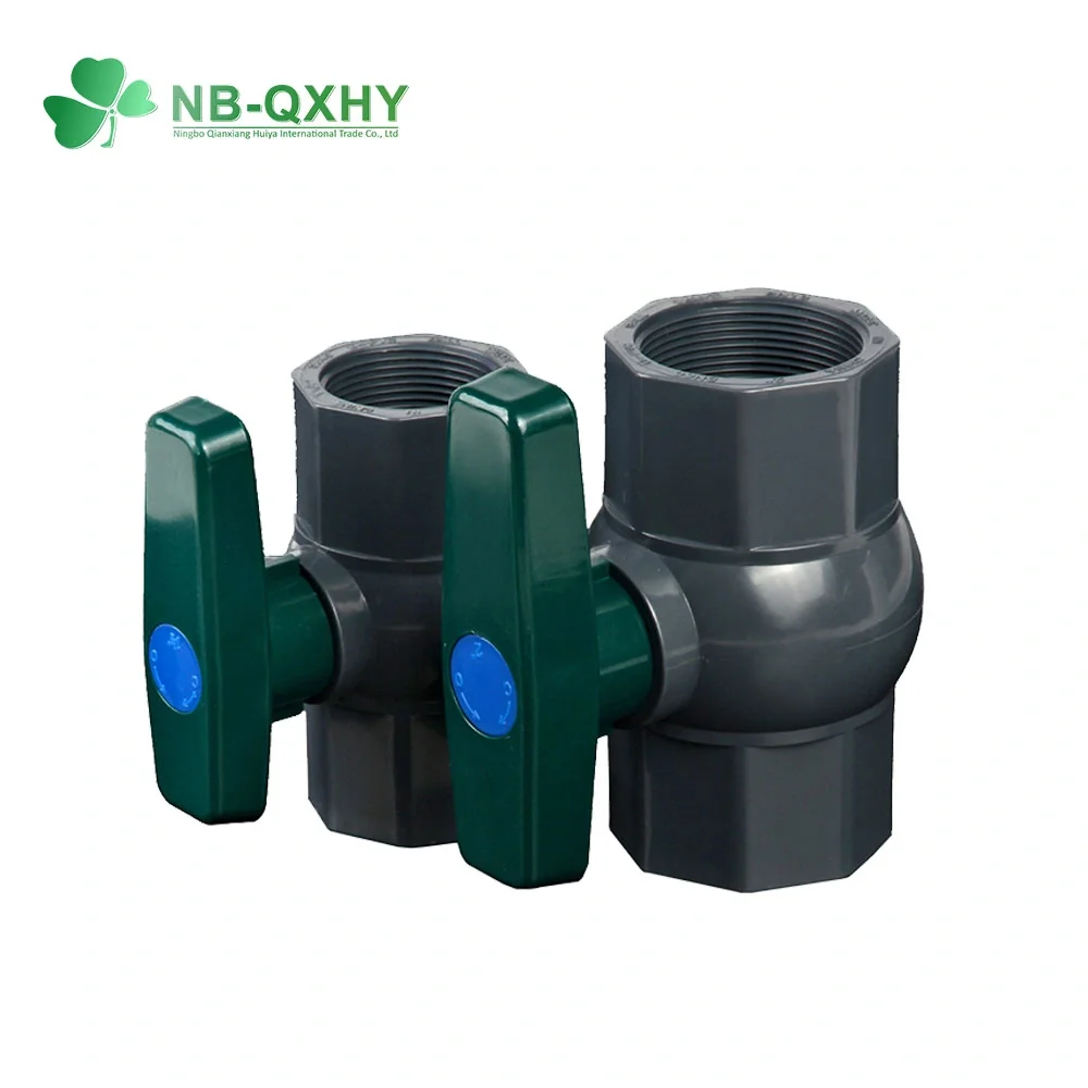 High Quality Dark Green Long Handle Threaded PVC Plastic Octagonal Ball Valve