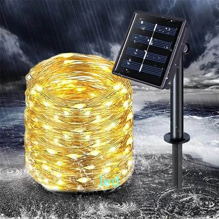 Remote Solar Powered String Lights LED Copper Wire Lights Fairy Lights Waterproof Decoration Lamp for Gardens Christmas Party