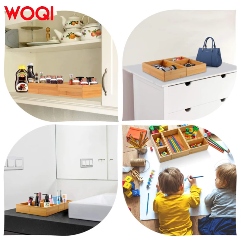 WOQI Custom Wholesale Kitchen Bedroom Office Storage Wooden Box Kit For Craft,Sewing,Office