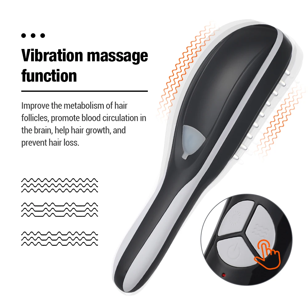 Red Blue Light Therapy Vibration Scalp Massage Brush Negative Ion Spray Hair Growth Massager Electric Massage Comb