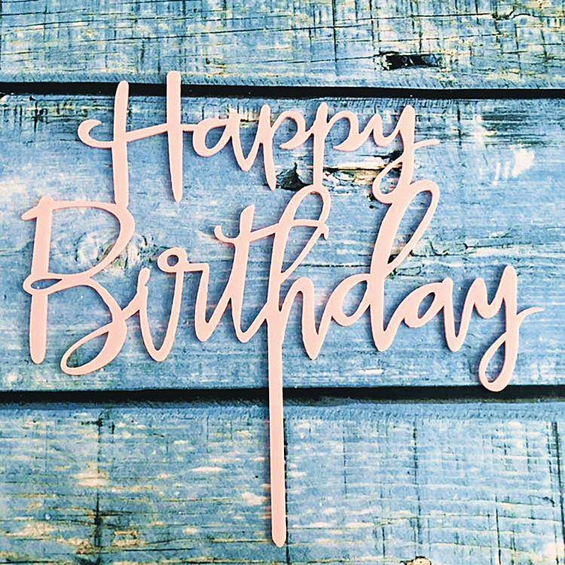
Simple Letter Acrylic Happy Birthday Cake Topper Rose Gold Kids Favors For Party Supplies Baby Boy or Girl Wedding Cake Decor 