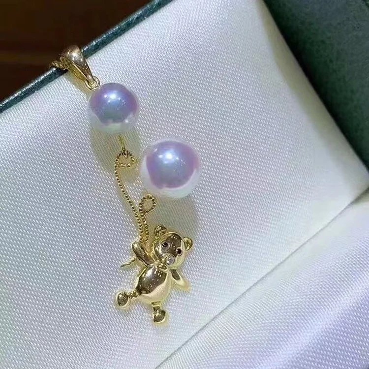 
6-8mm Pearl Accessories S925 Sterling Silver Natural Freshwater Pearl Pendant Crab Shape Christmas Day Gift 