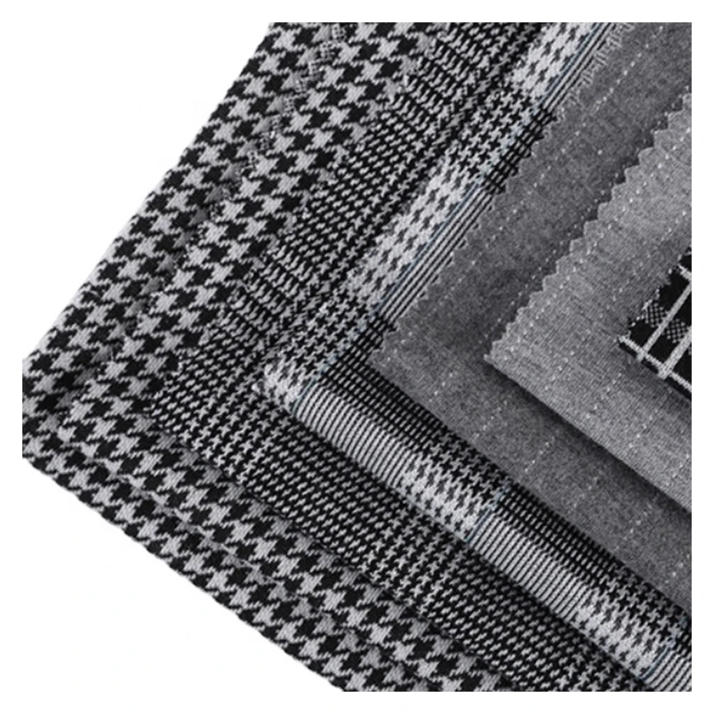 New Design Polyester Spandex Like Houndstooth Knitting Jacquard Yarn Dyed Fabric For Garment Stretch Yarn Dyed Check Knit Fabric