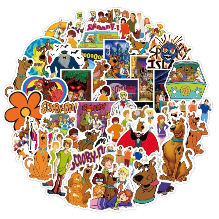 50PCS Scooby-Doo Stickers Set Classic Cartoon Cute Stickers For Boys Customized PVC Comics Stickers For Skateboard Laptops