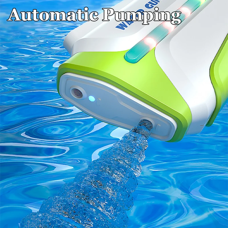 Electric 8-10M Water Gun With Cool Lights Automatic Shooting High Capacity Rechargeable Blaster Water Gun Toys